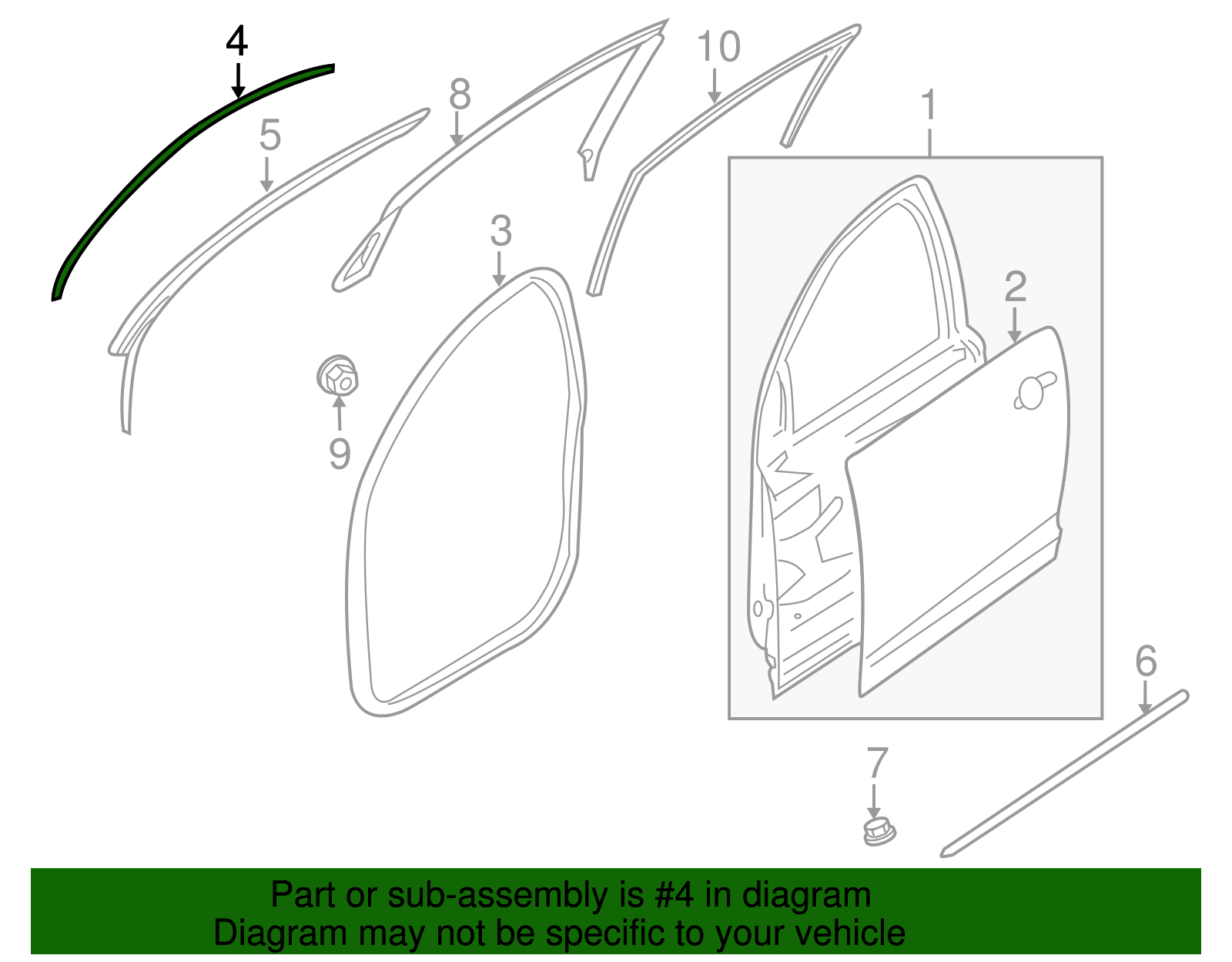 Front Driver Side Door Molding - GM (92288275)