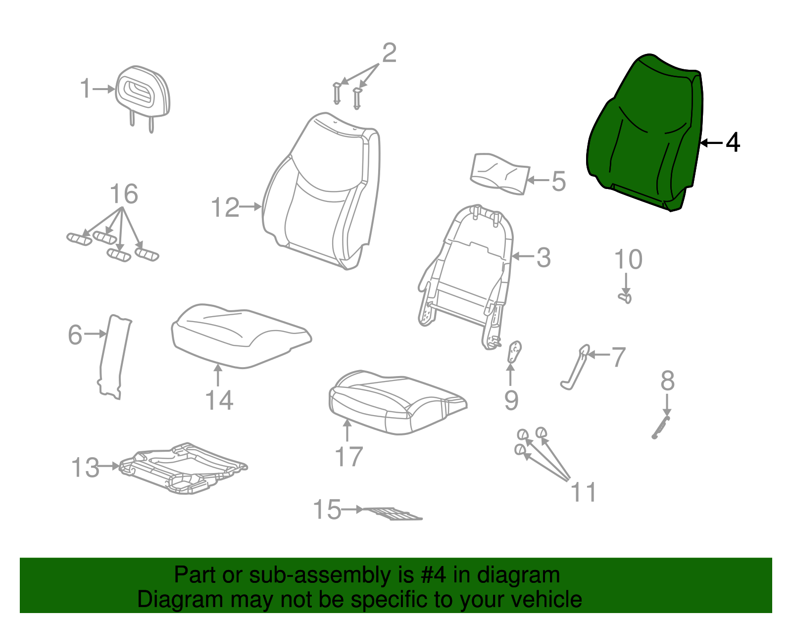 Pad, D/Seat Black Cushion - GM (10356279)