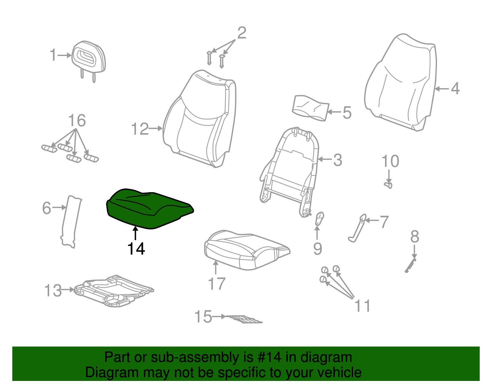 Pad, D/Seat Cushion                         *Ebony - GM (10356281)