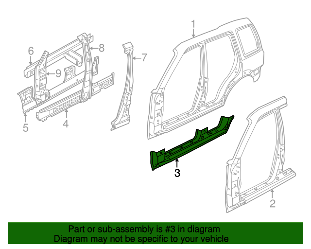 Genuine OEM Rocker Panel Part# ASR2427 Fits 2002-2005 Land Rover ...