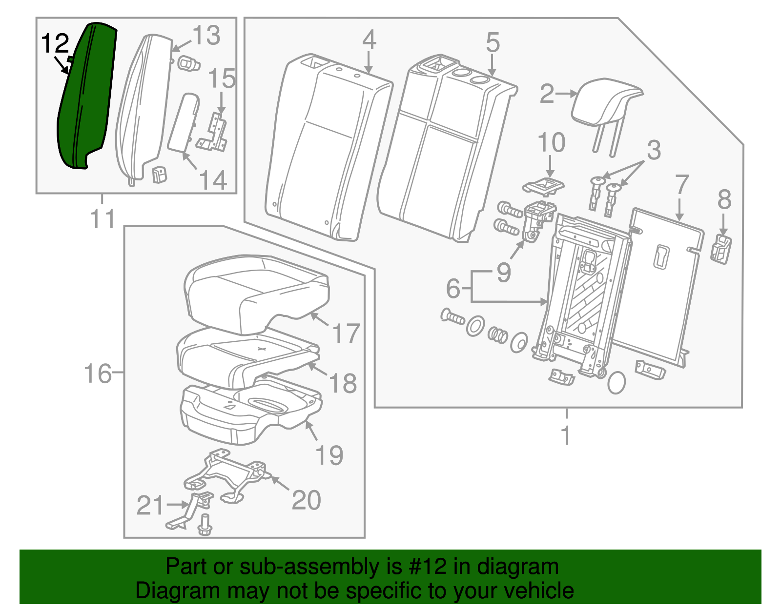 Medium Titanium Rear Passenger Side Seat Back Side Cover - GM (95083397)