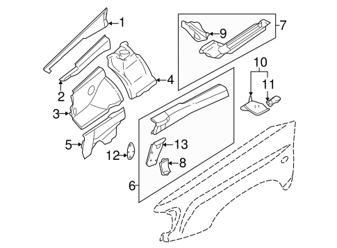 Structural Components & Rails for 2000 Subaru Forester #0