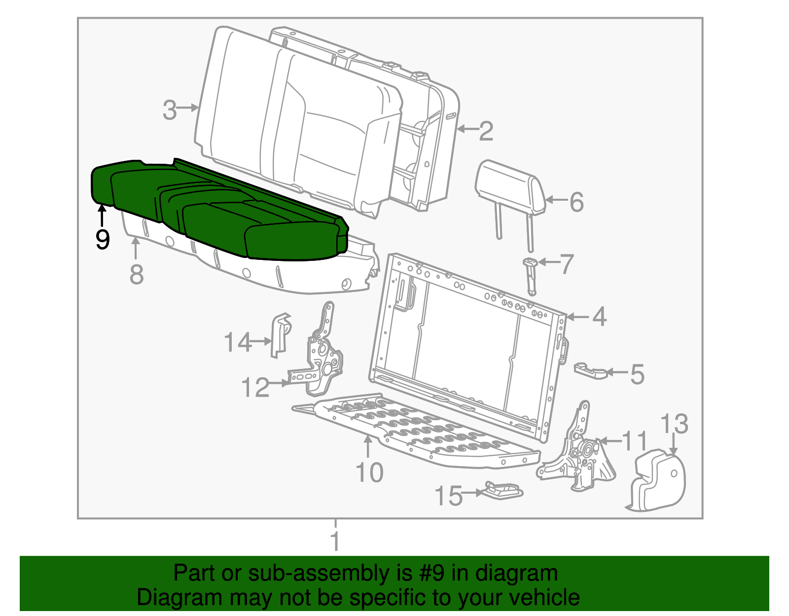 Rear Driver Side Seat Cushion Cover - GM (84440979)