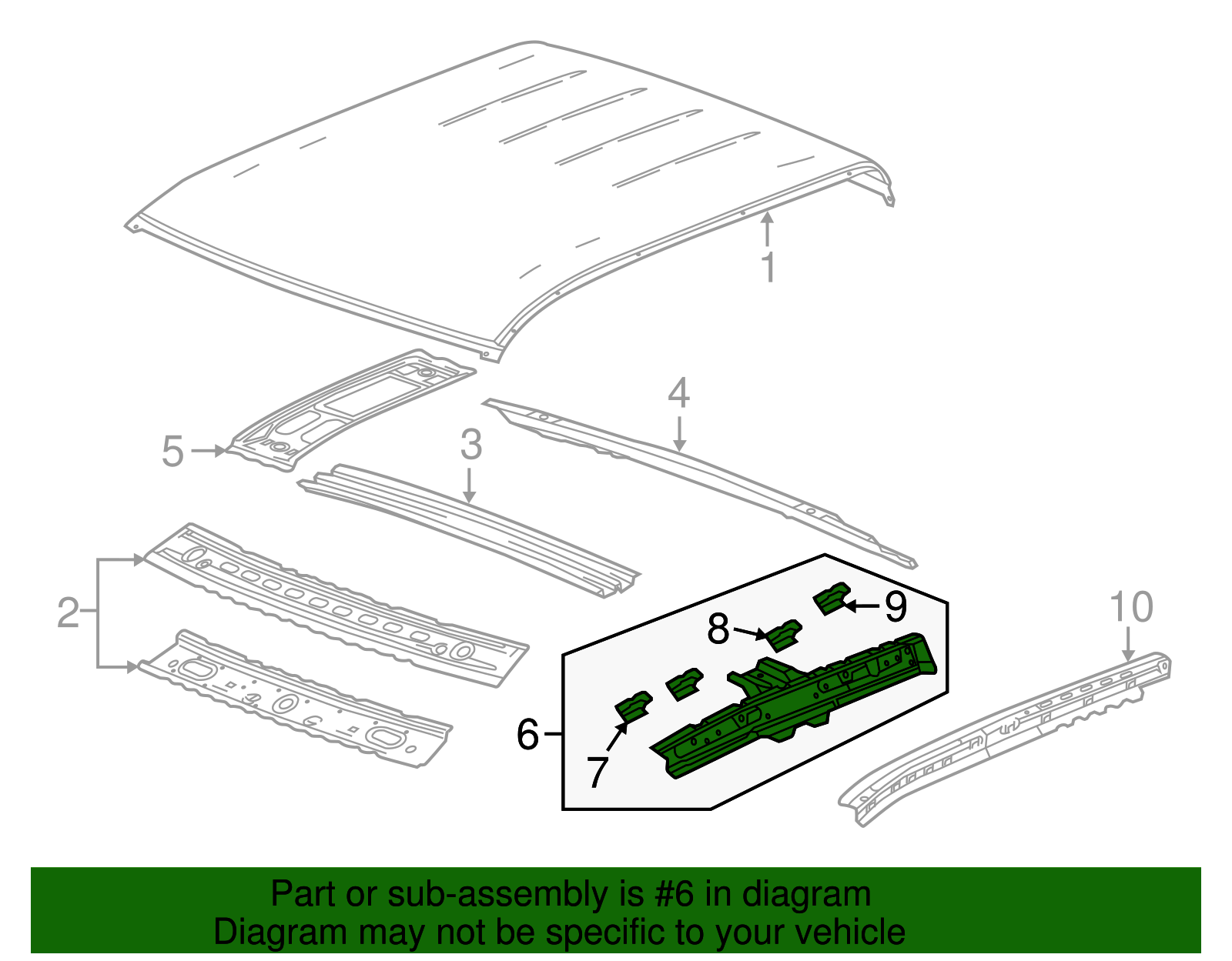 Driver Side Roof Inner Side Rail - GM (84308330)