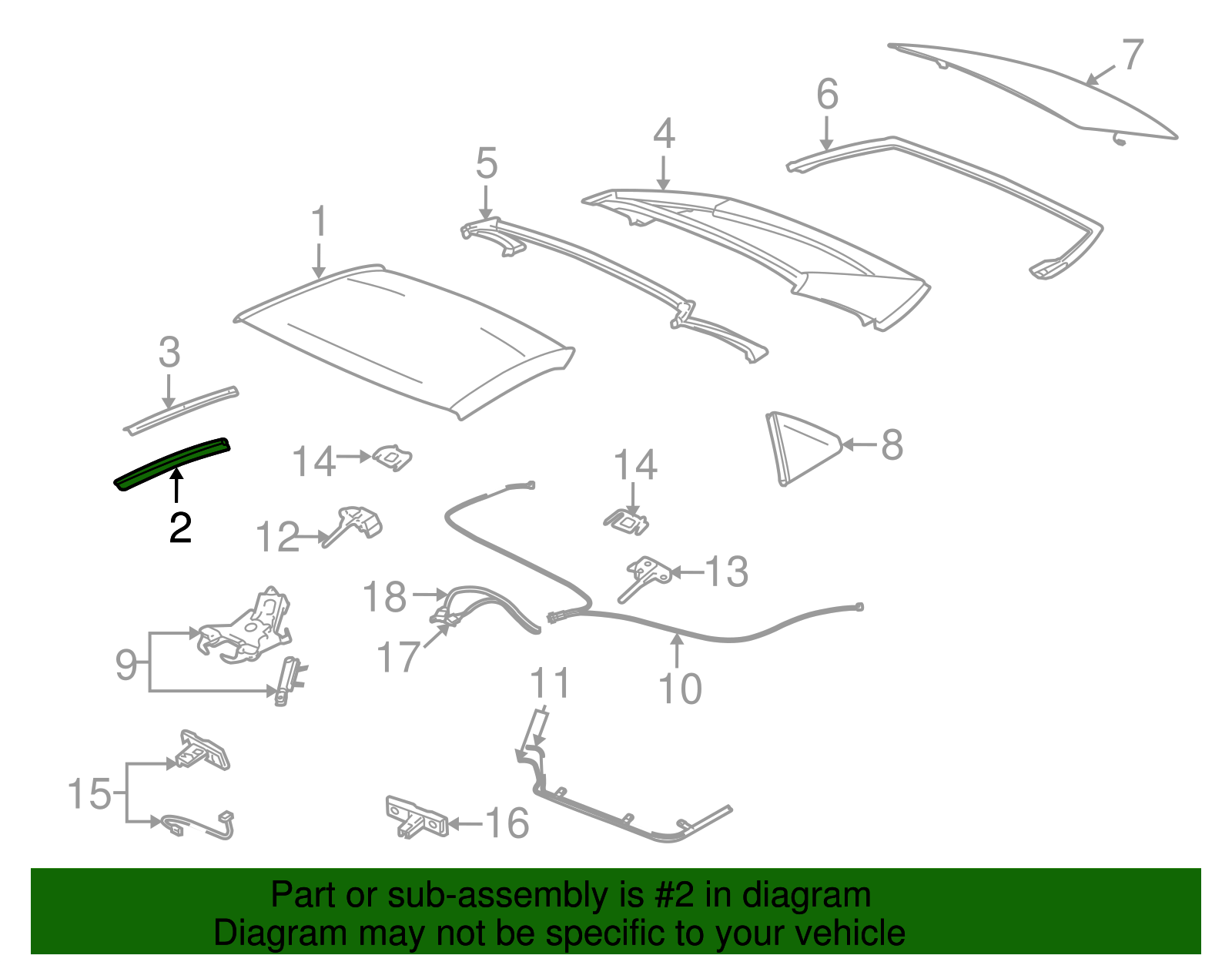 Weatherstrip, F/Top Side Front - Cadillac (89025714)