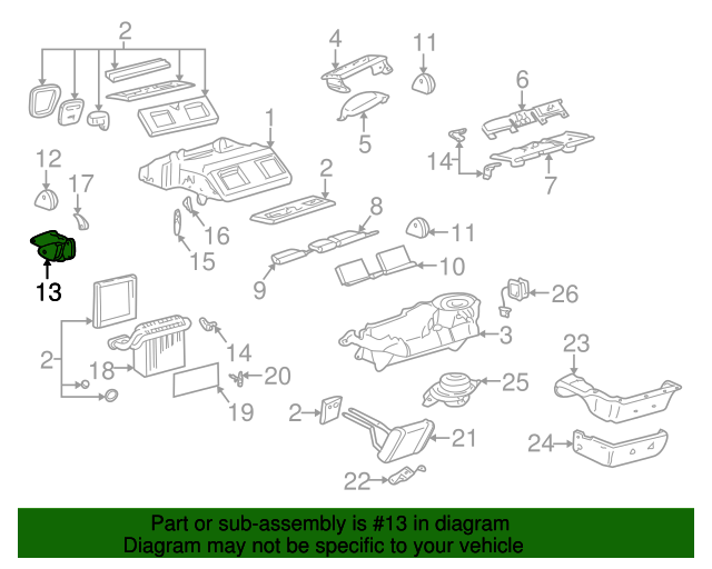 20002005 GM Heating and Air Conditioning Panel Mode Door Actuator