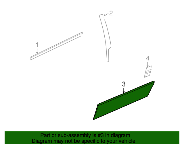 20042005 Cadillac SRX Side Molding Passenger Side (RH) 88980895