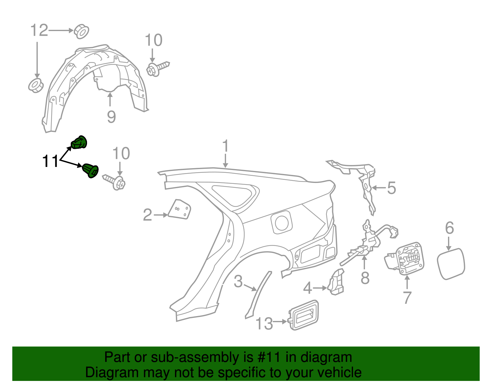 Wheelhouse Liner Grommet - Toyota (90189-06047)