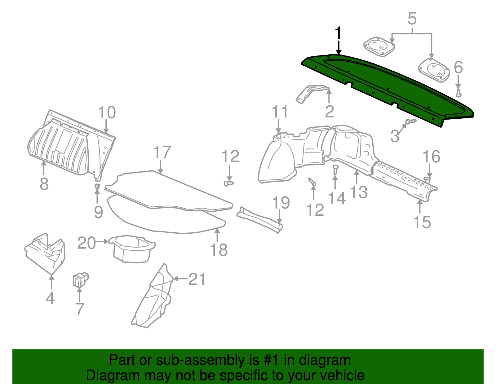 2004-2005 Hyundai XG350 Pkg Tray Trim 85610-39950-ZQ | Hyundai ...