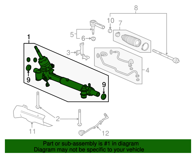 20112013 Buick LaCrosse Hydraulic Rack and Pinion Steering Gear