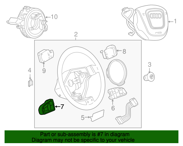 20072009 Audi Steering Wheel Radio Controls 4F0951527C5PR OEM
