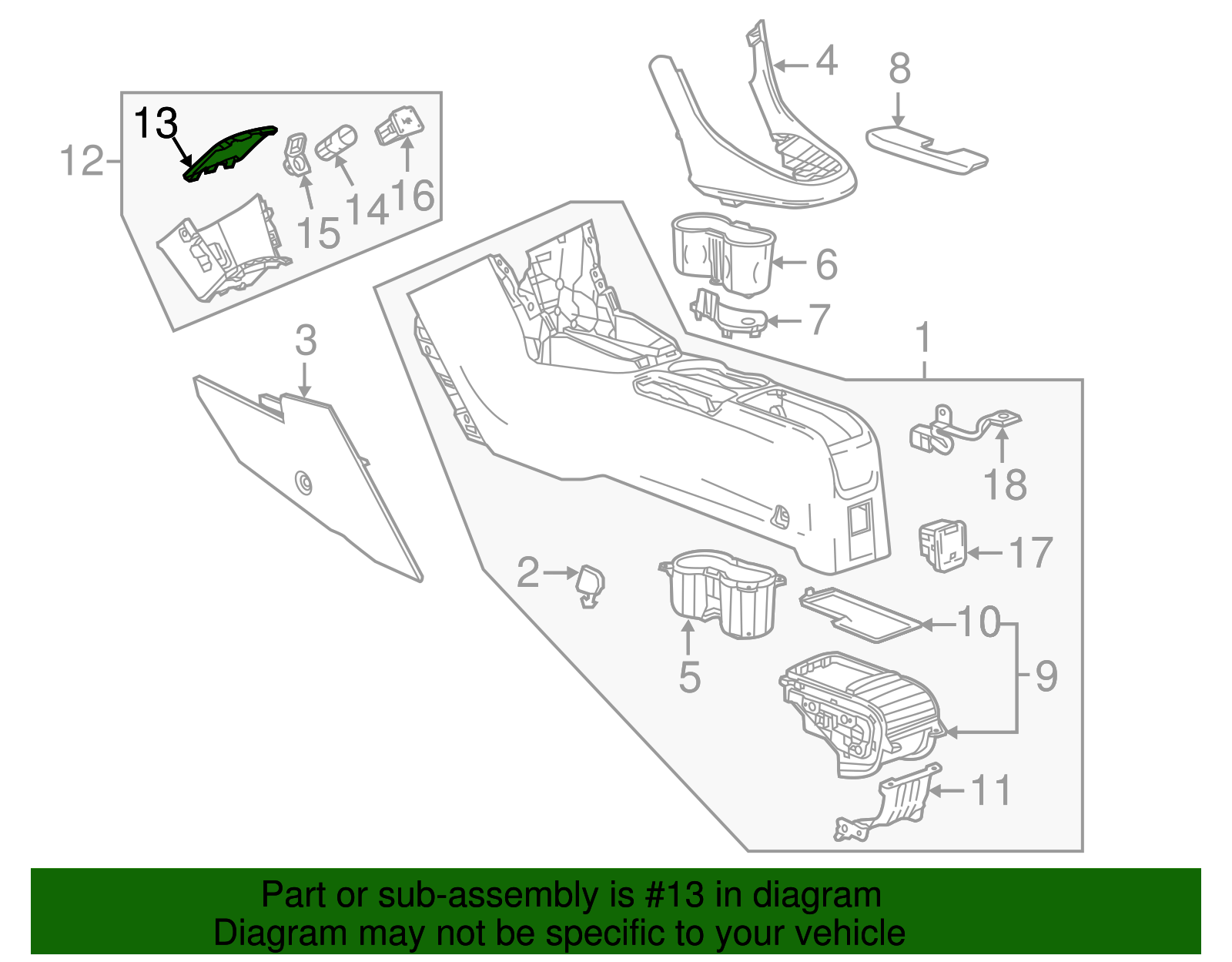 Cocoa Front Floor Console Compartment Liner - GM (95187280)