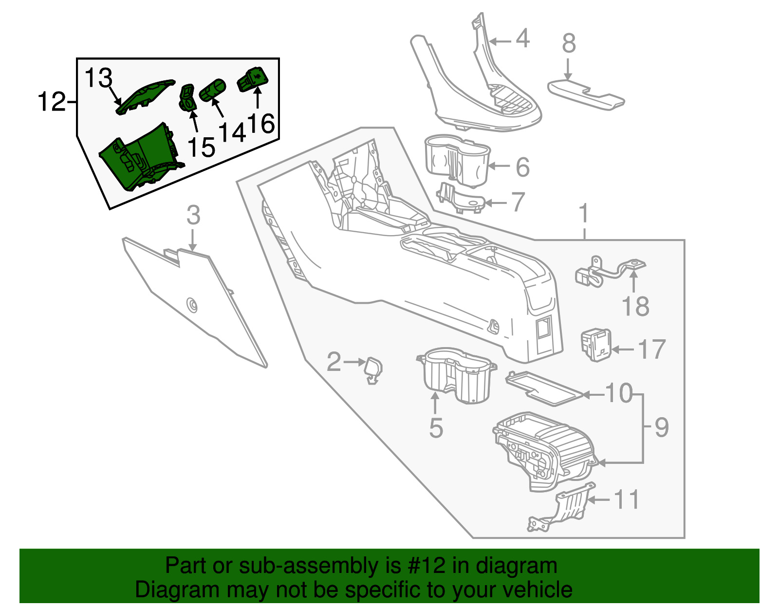 Cocoa Front Floor Console Stowage Tray - GM (95079751)