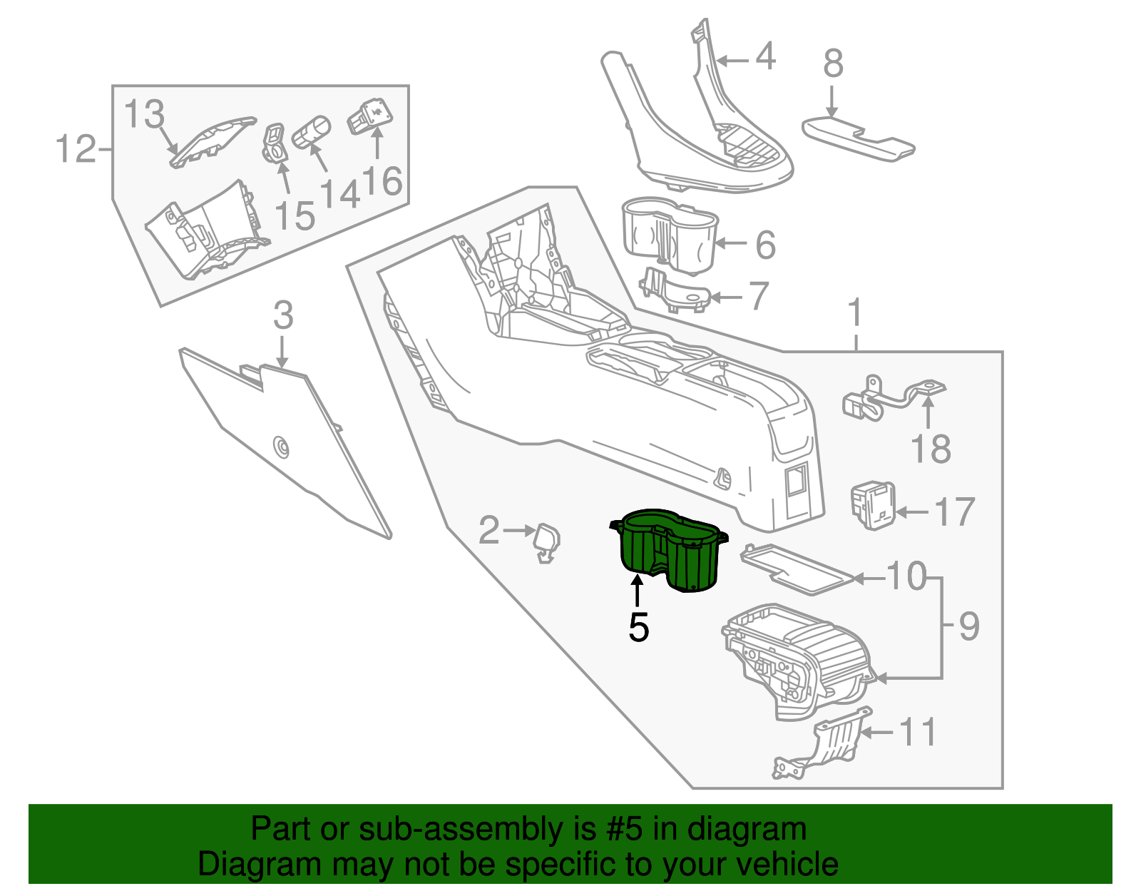 Front Floor Console Cup Holder - GM (95187316)