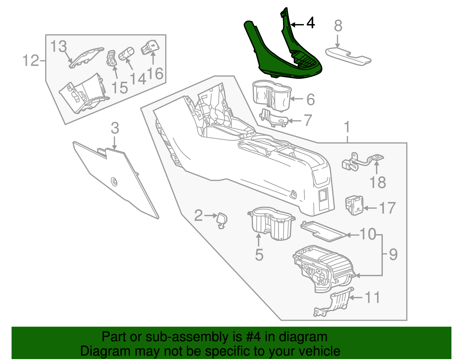 Medium Titanium Front Floor Console Trim Plate - GM (95080120)