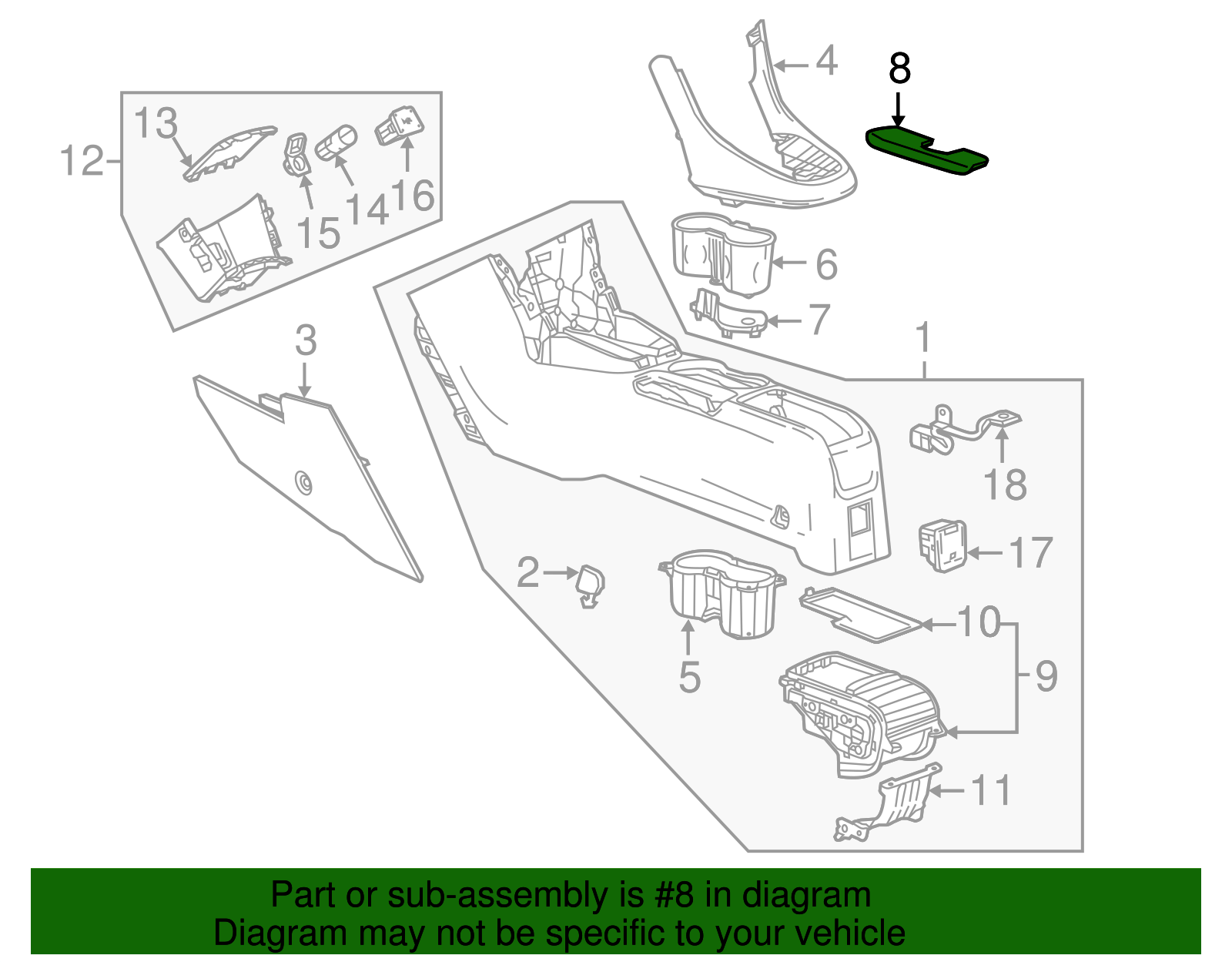 Jet Black Front Floor Console Parking Brake Lever Opening Cover - GM (95195550)