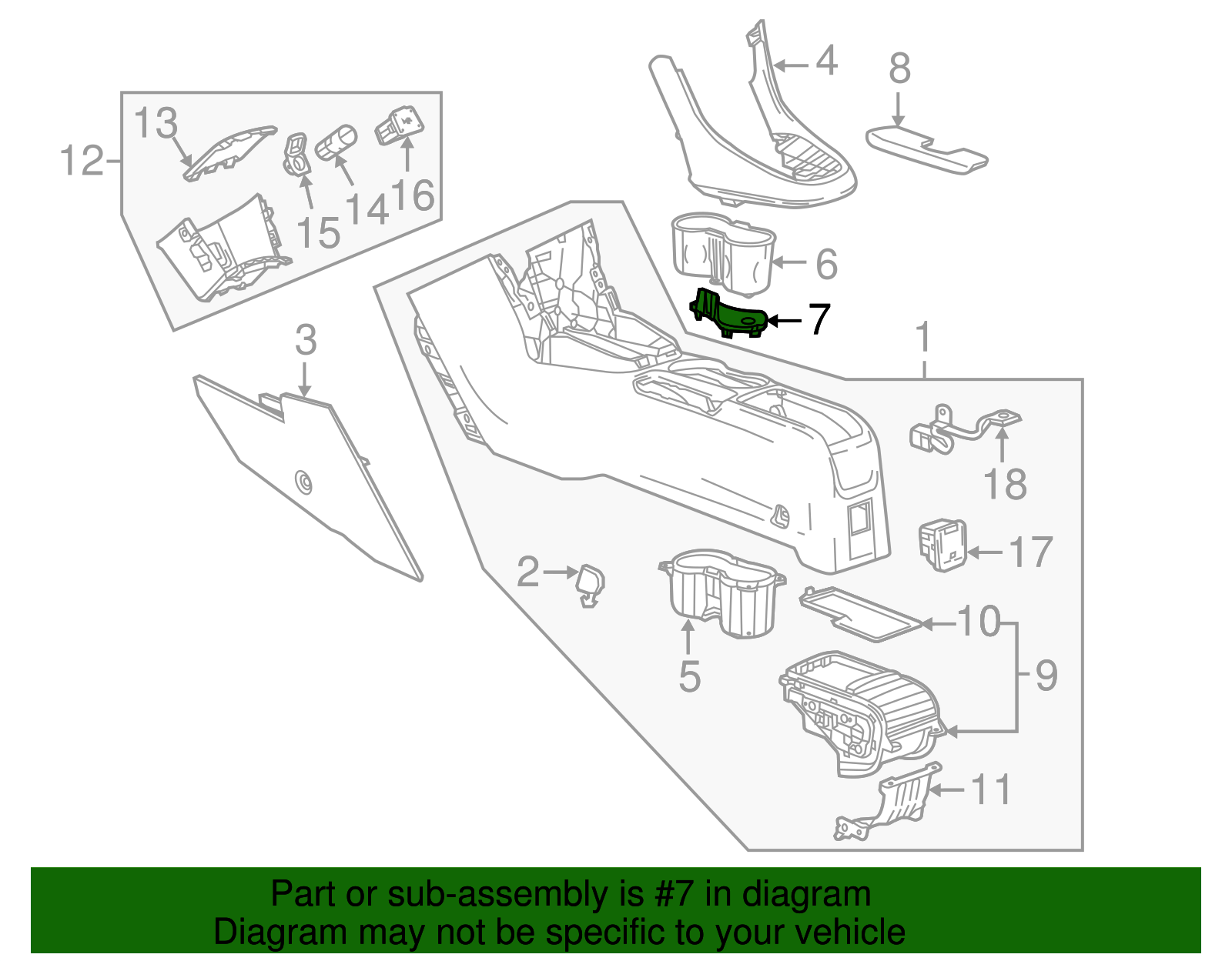 Front Floor Console Cup Holder Trim Plate - GM (95187294)