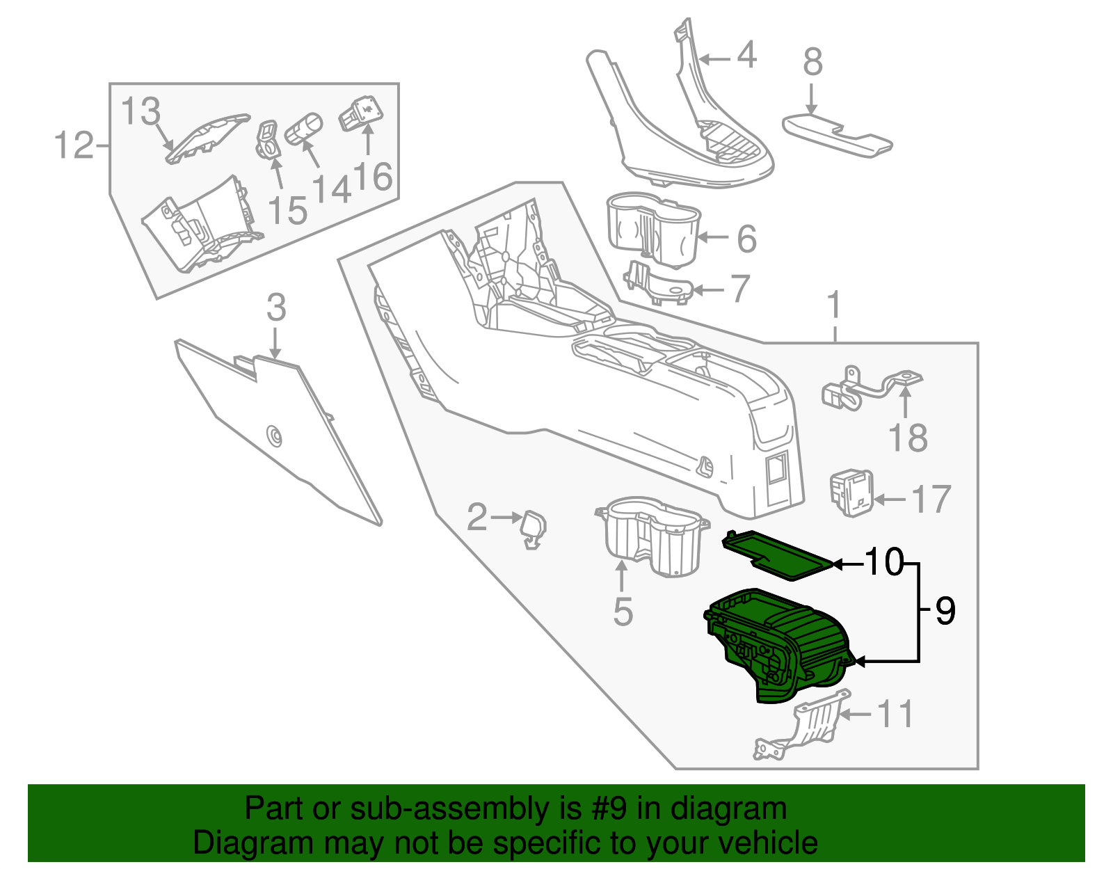 Cocoa Front Floor Console Center Compartment - GM (95101828)