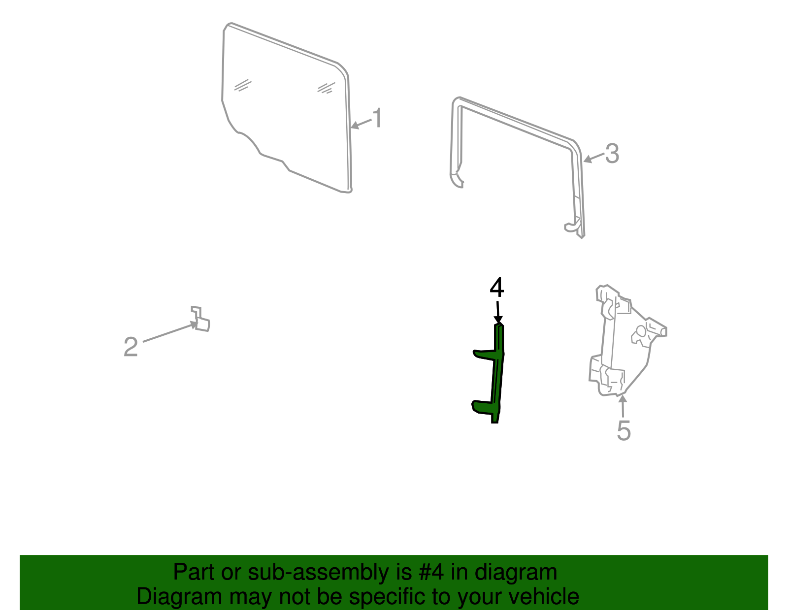 Driver Side Rear Door Window Front Channel - GM (15068267)