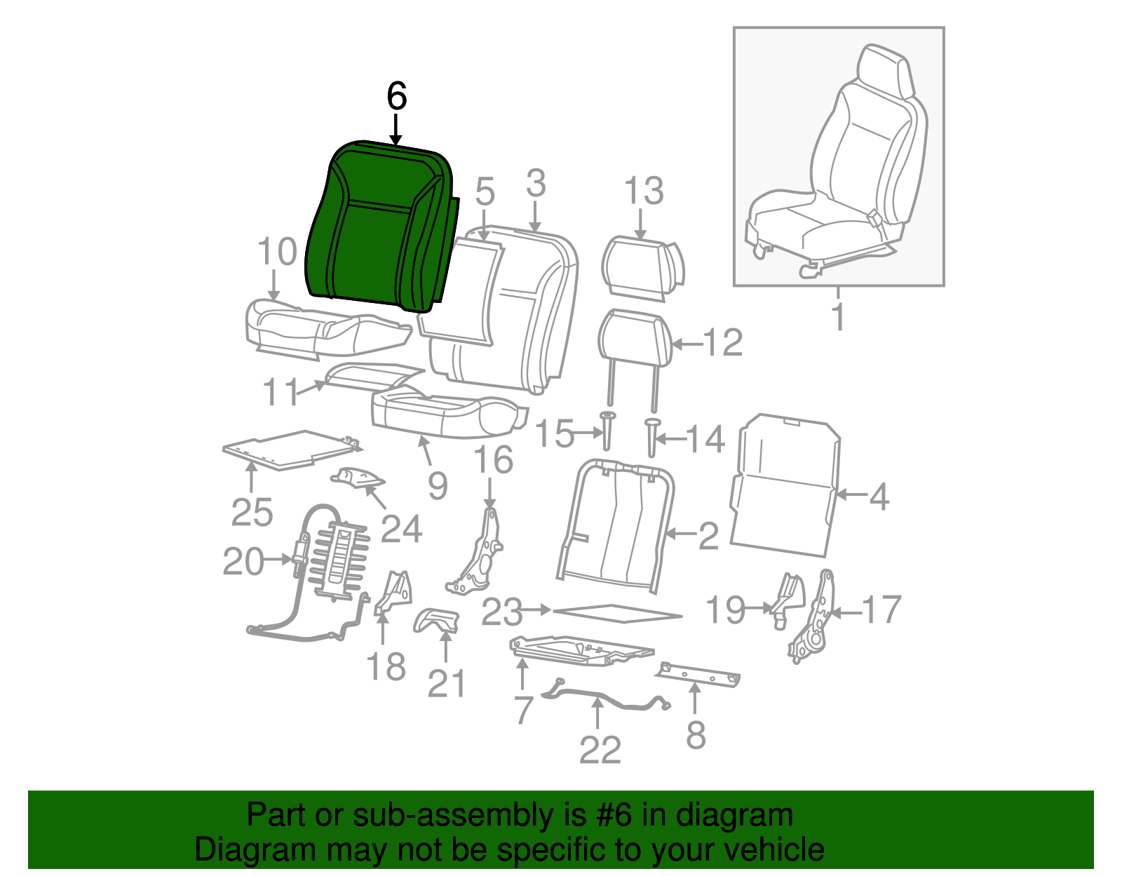 Very Dark Pewter Passenger Seat Back Cushion Cover - GM (89042802)