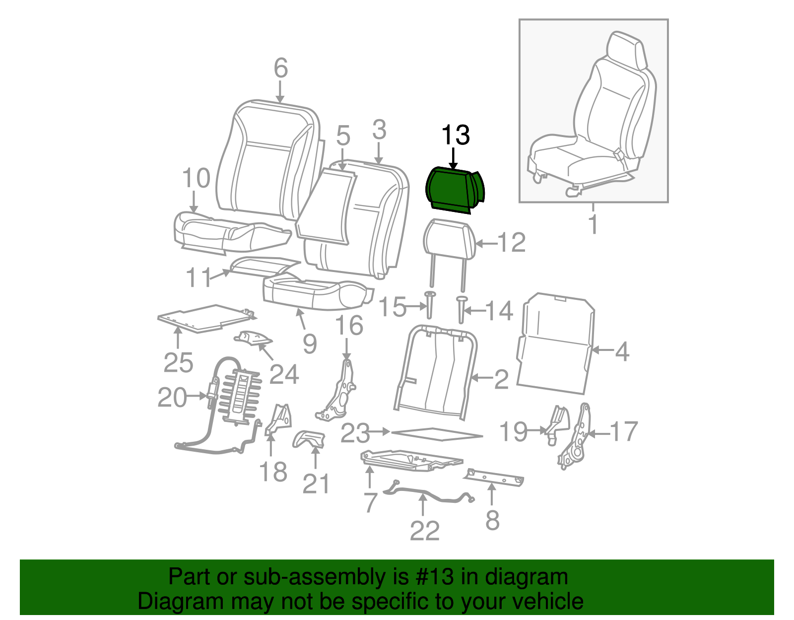 Medium Pewter Front Seat Head Restraint Cover - GM (89041532)