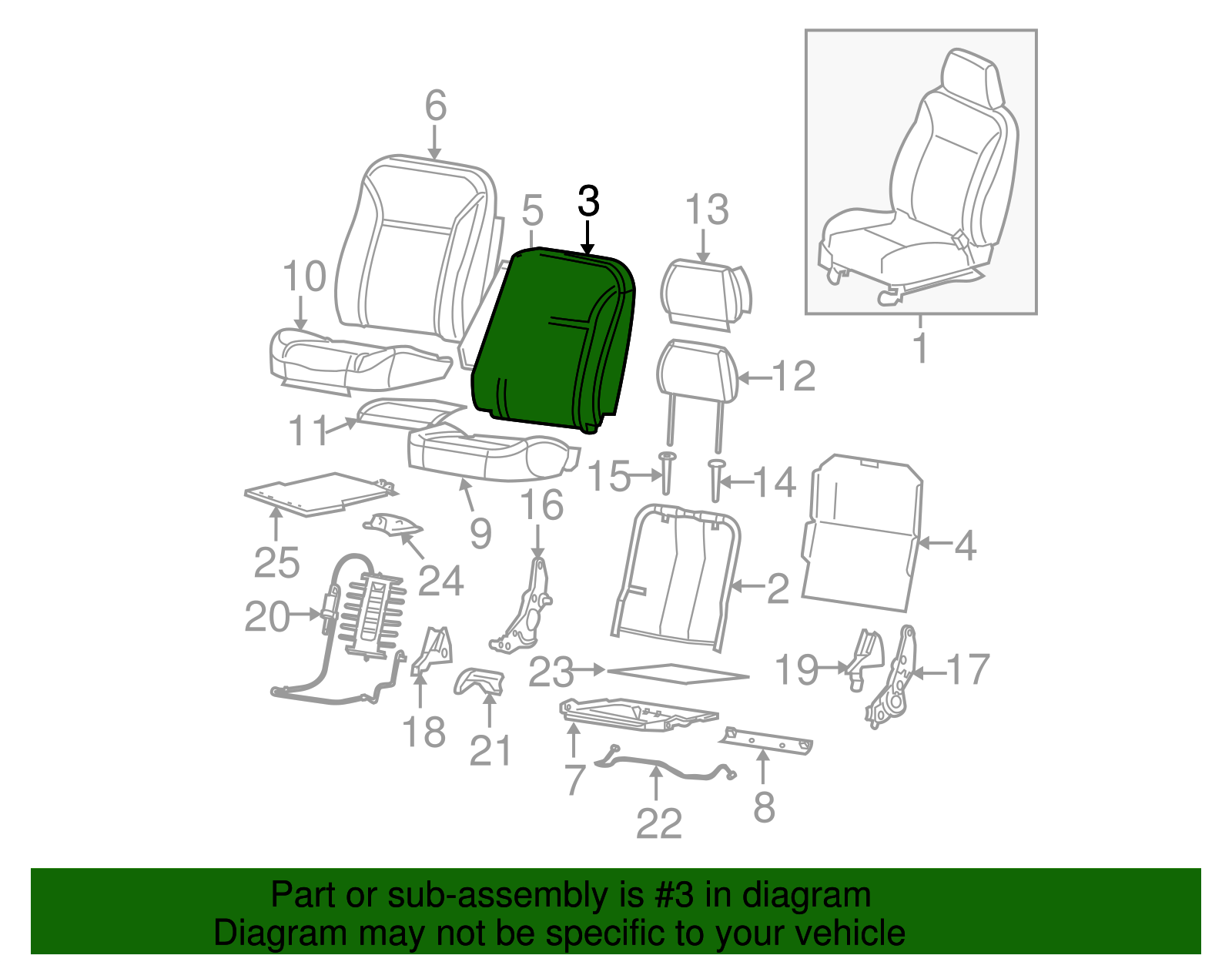 Passenger Seat Back Pad - GM (89041614)