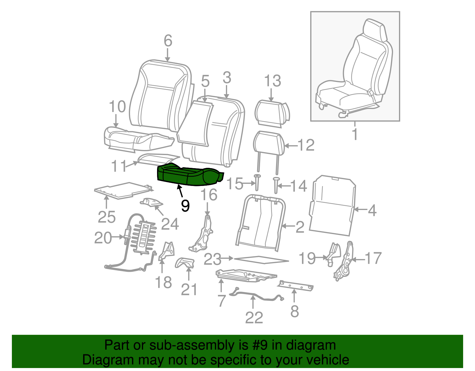 Passenger Seat Cushion Pad - GM (89041619)