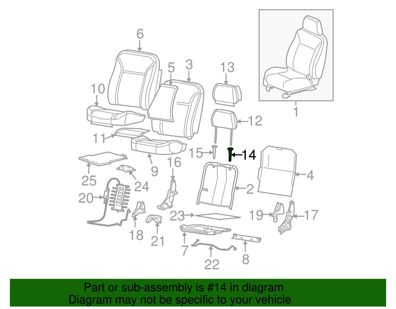 Medium Dark Pewter Front Seat Head Restraint Support - GM (89041519)