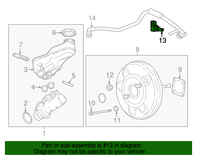23434447 Power Brake Booster Vacuum Sensor 20162022 GM Chevrolet