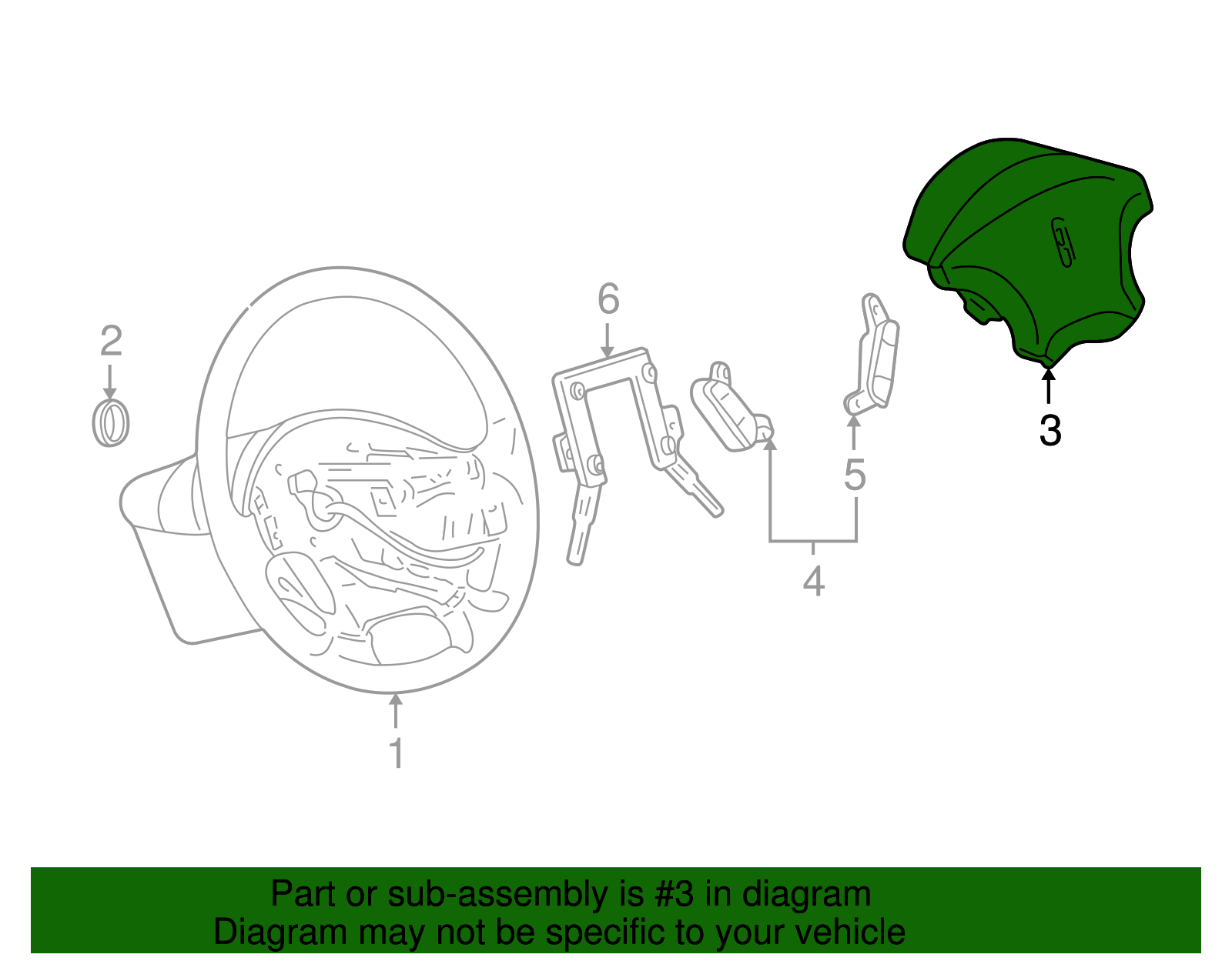 Driver Air Bag - Ford (YW4Z-54043B13-AAA)