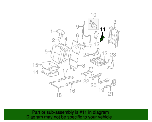 20072013 Toyota Tundra Seat Back Recliner Adjustment Mechanism Cover