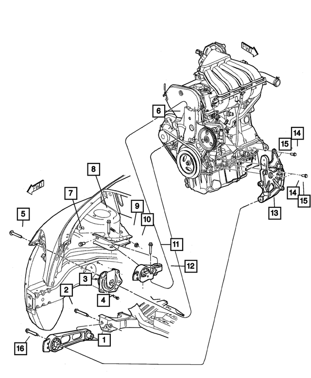 20012004 Chrysler PT Cruiser Torque Reaction Bracket, Automatic Trans