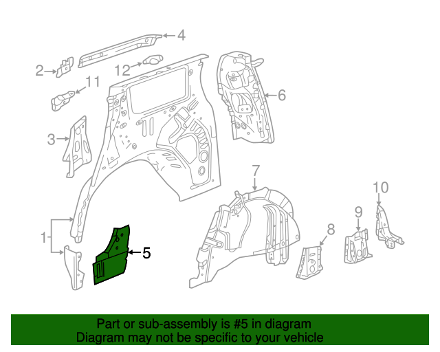 Genuine OEM Driver Side Quarter Inner Panel Extension Part 22999976