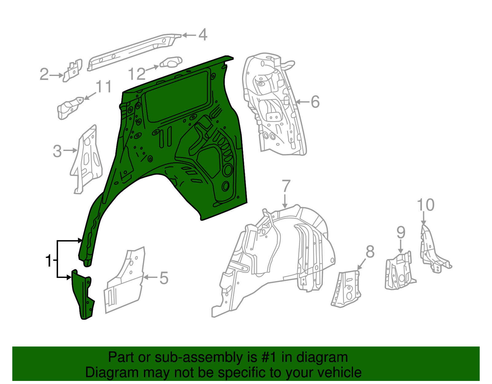 Driver Side Quarter Inner Panel - GM (84362836)