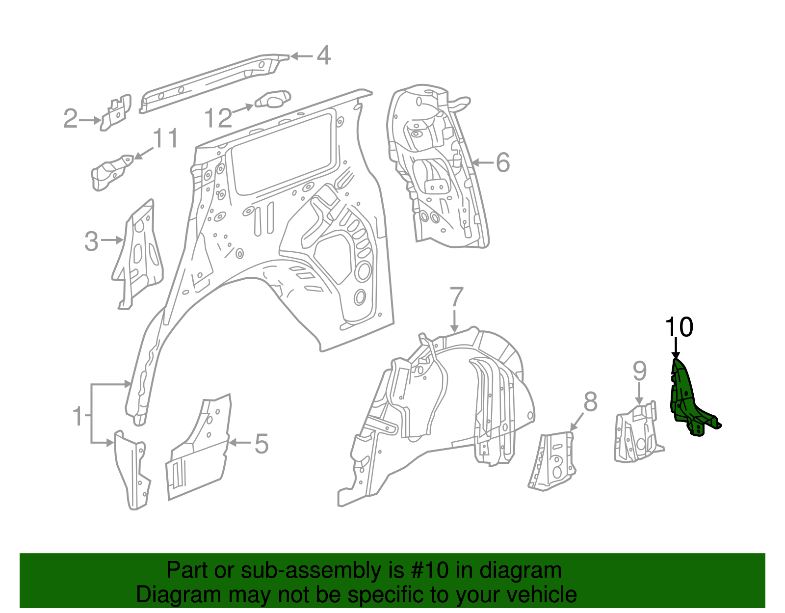 Rear Driver Side Wheelhouse Panel Gusset - GM (84101696)