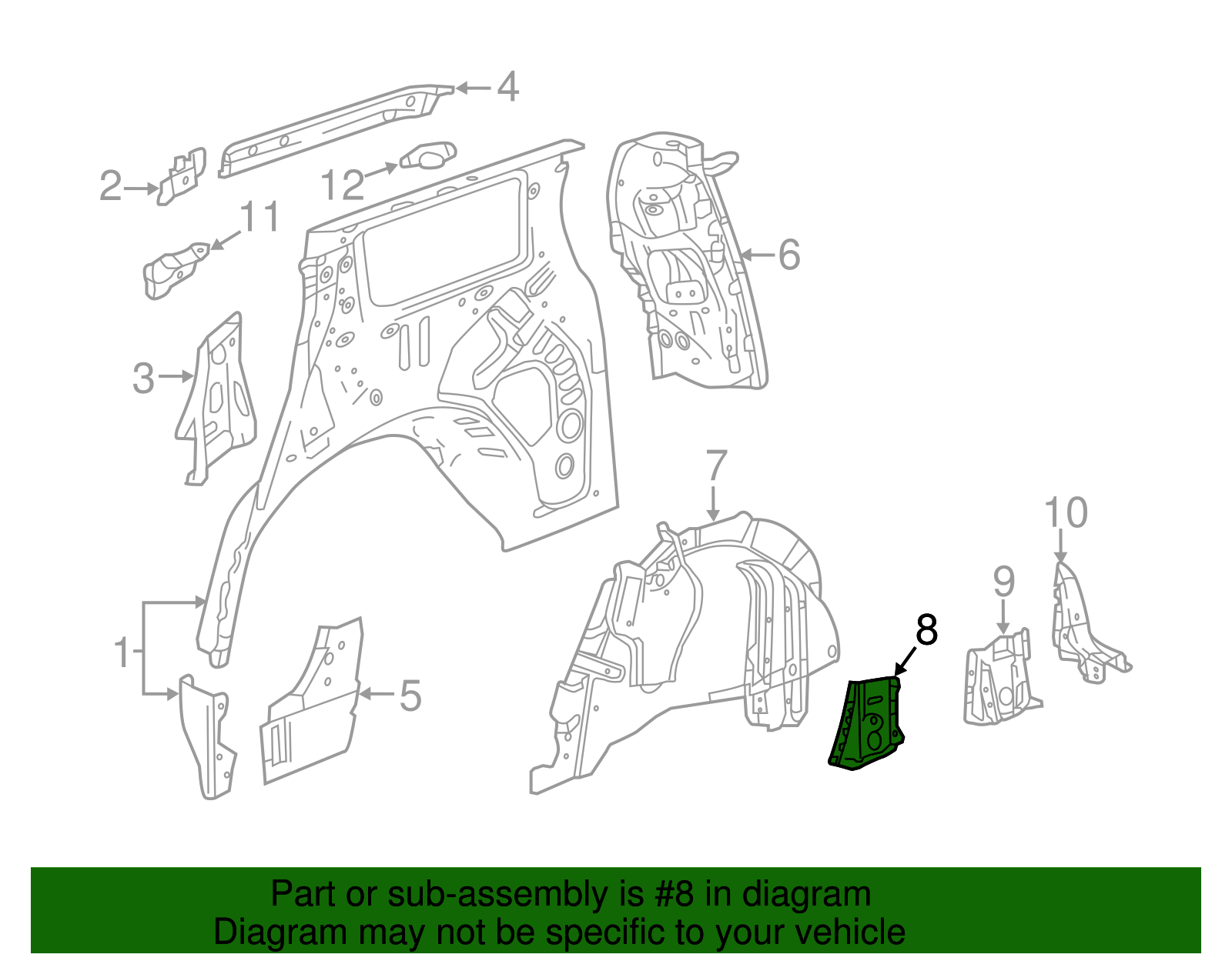 Rear Driver Side Wheelhouse Panel Lower Brace - GM (84338623)