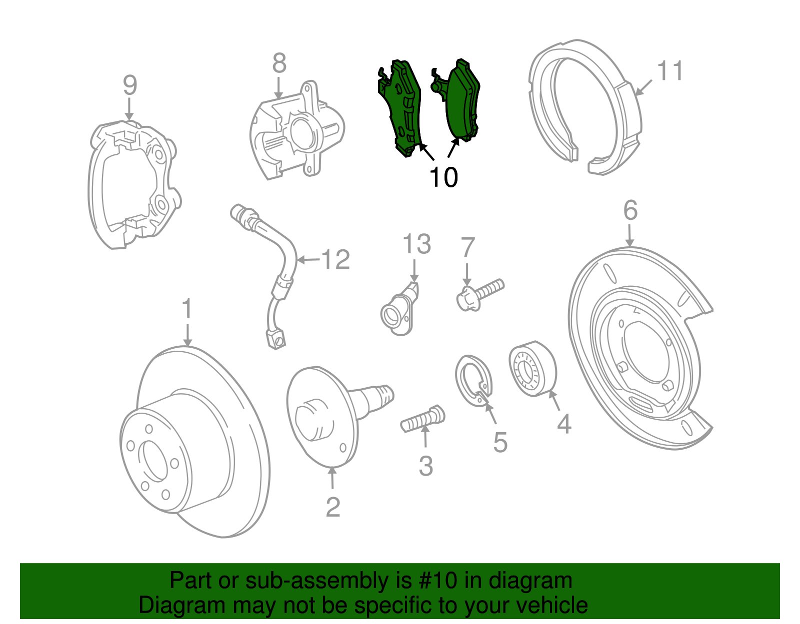 Rear Disc Brake Pad Set with Clips and Bolts - GM (92265457)