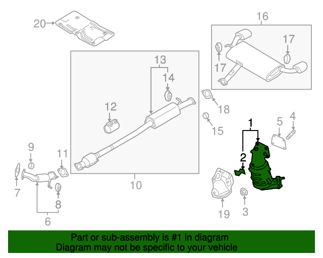 20172020 Kia Sportage Catalytic Converter 285102G010 QuirkParts