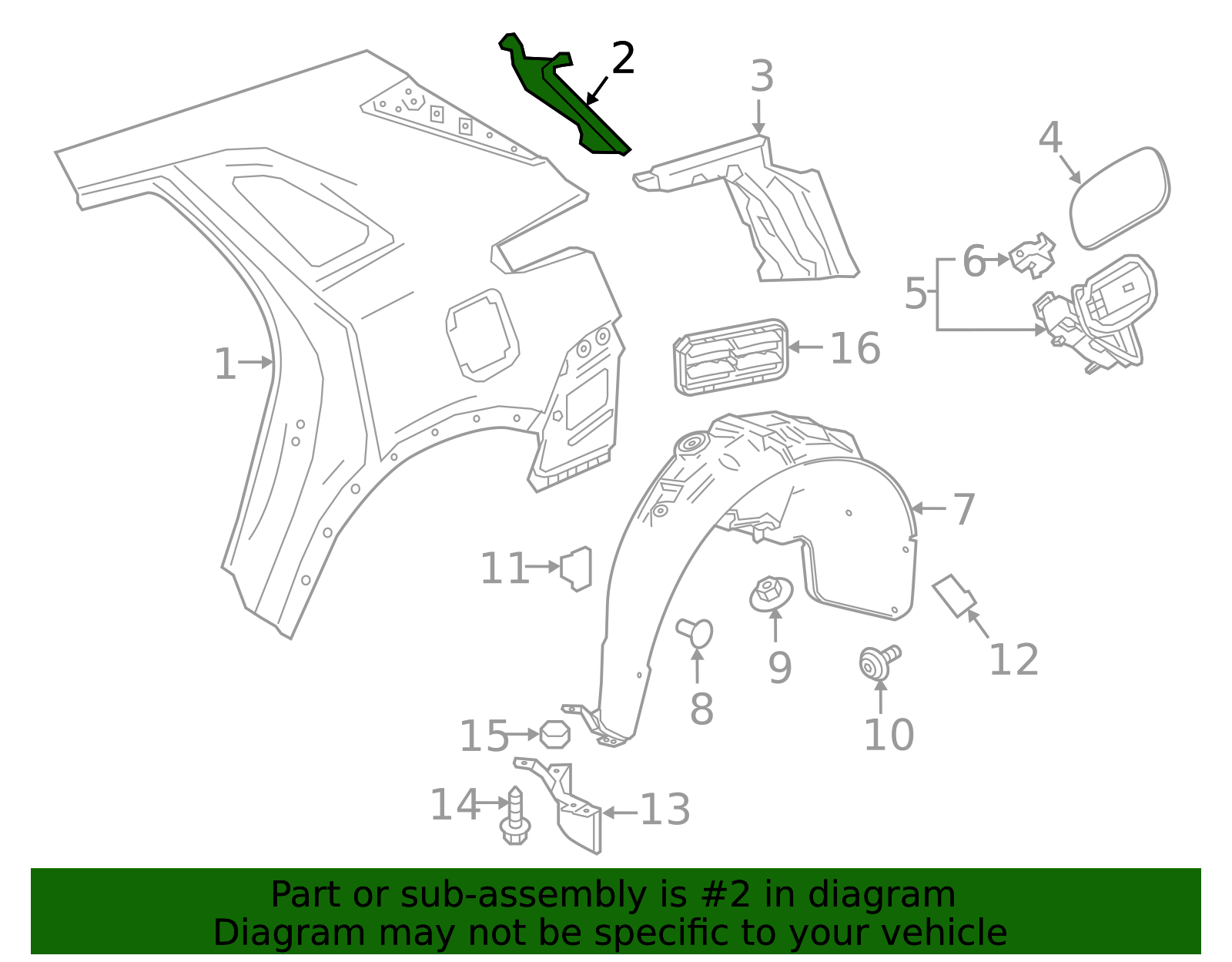 Driver Side Body Side Outer Rear Panel Drain Gutter - Cadillac (84153115)