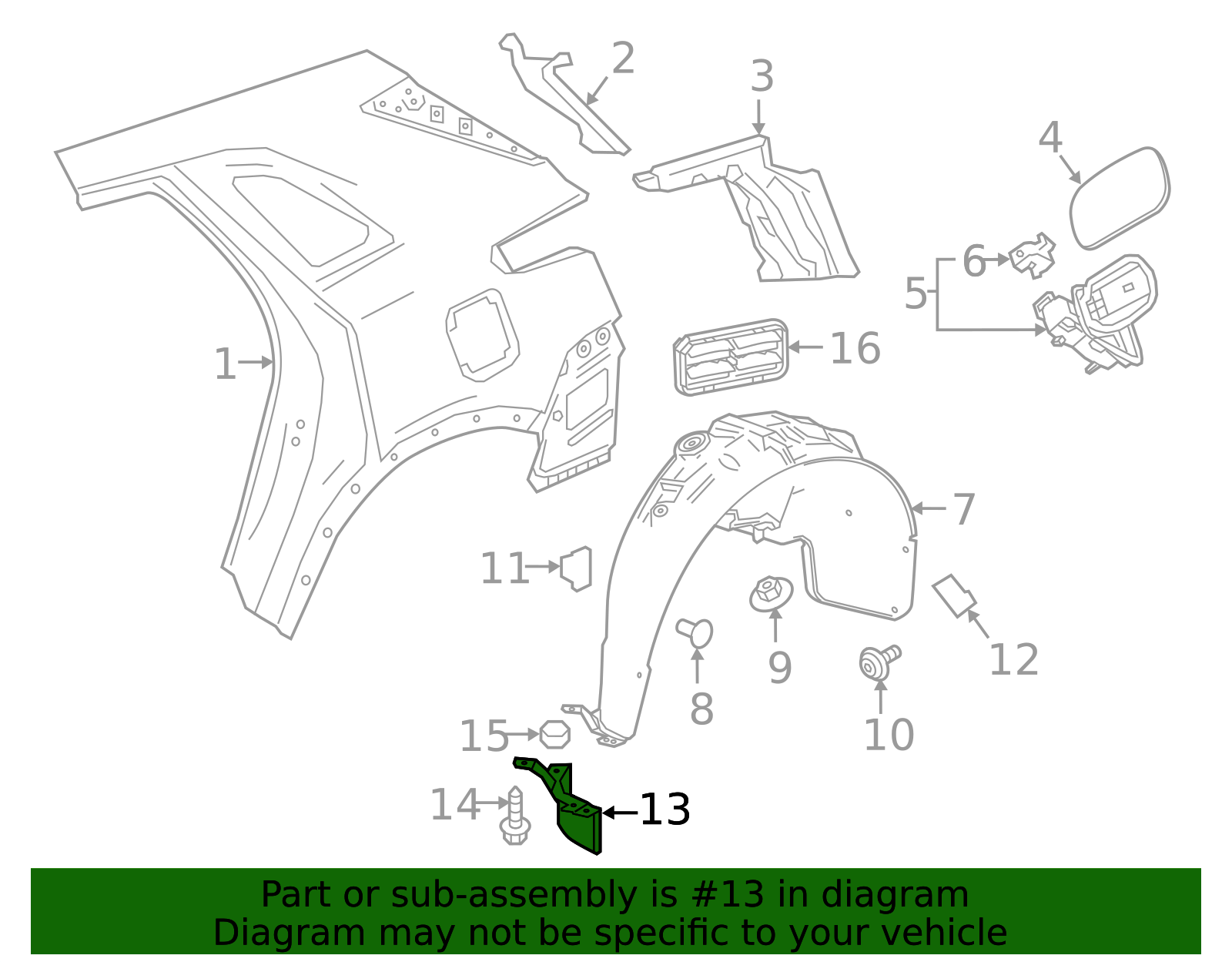 Rear Driver Side Tire Front Air Deflector - GM (84098321)