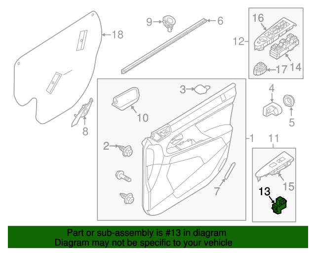 20112016 Kia Sportage Window Switch 935763W100 QuirkParts