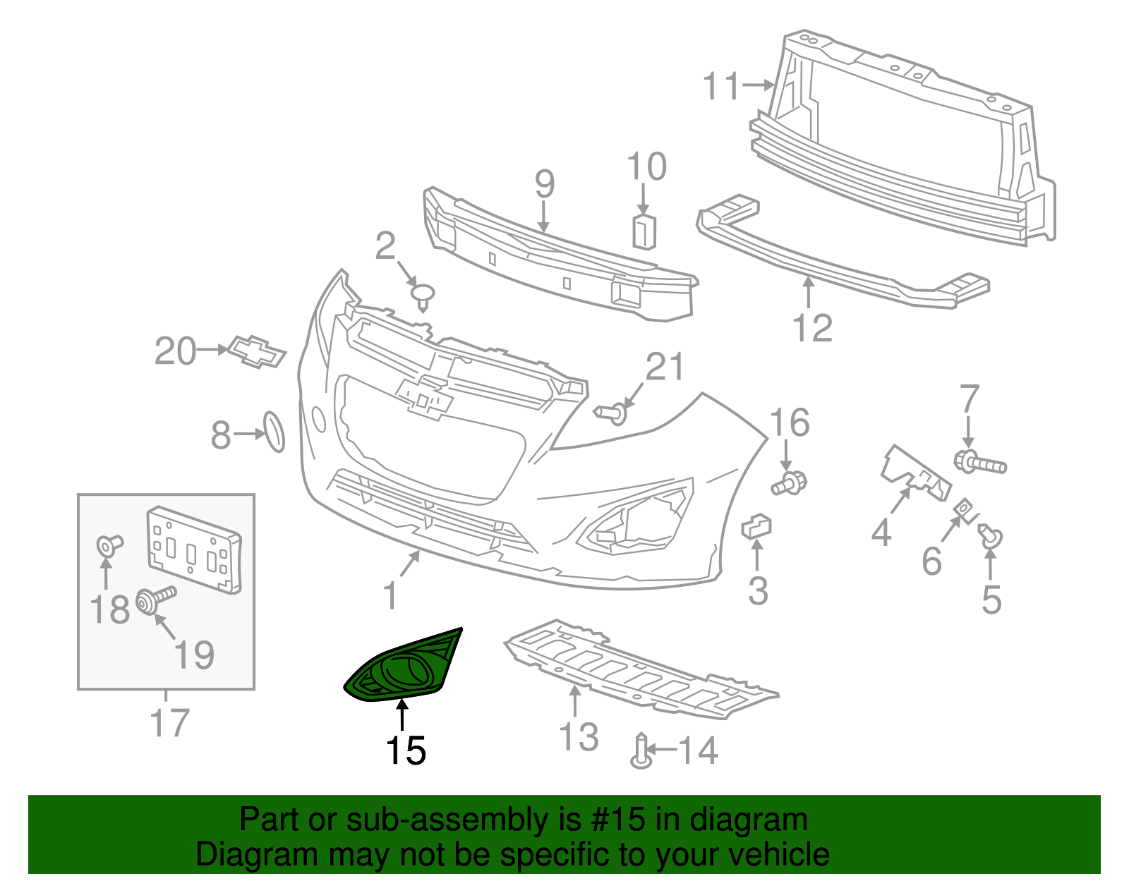 2013-2015 Chevrolet Spark Passenger Side Front Fog Lamp Opening Cover ...