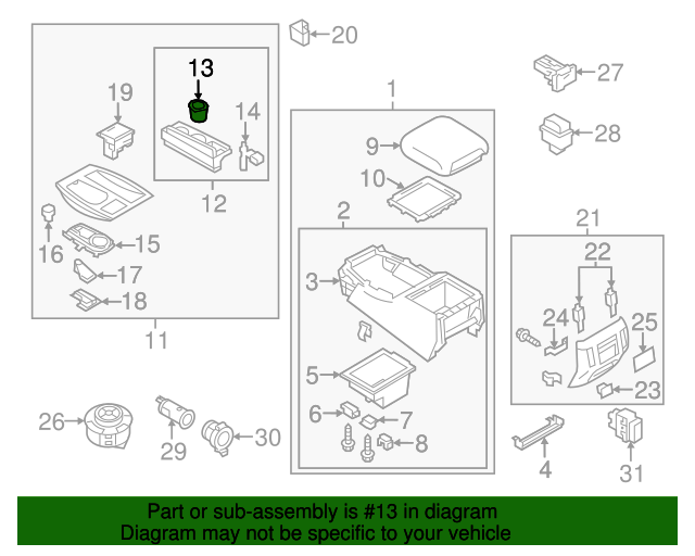 20112017 Infiniti Cup Holder Insert 969621LA1A OEM Parts Online