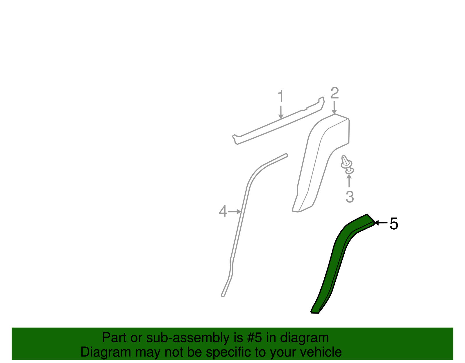 Rear Passenger Side Wheel Opening Front Molding - GM (15822889)