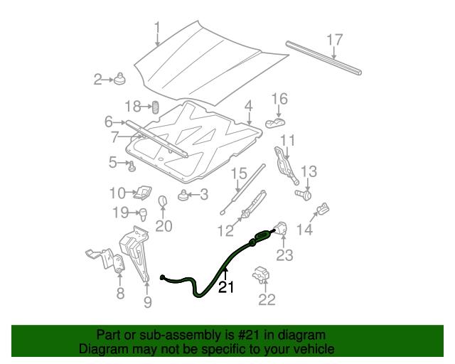 19972005 GM Primary Hood Latch Release Cable 10407412