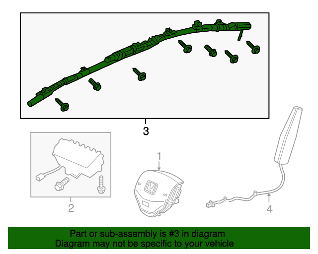 78870T5RA01 Module Assembly, R Side Curtain Airbag 20152016 Honda