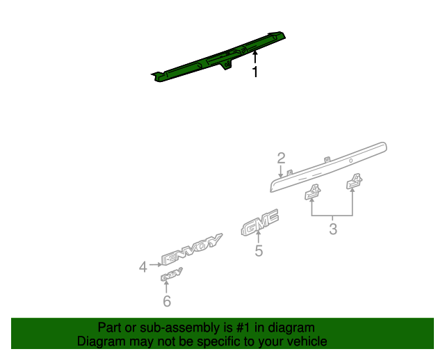 20042005 GMC Envoy XUV Liftgate Window Reveal Molding 10362013 GM