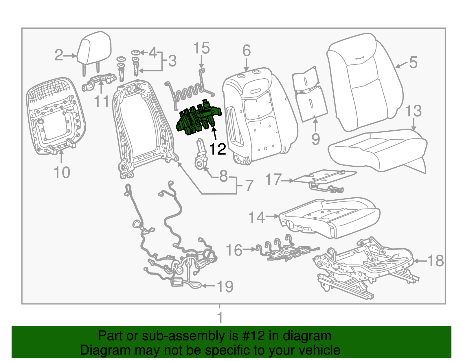 Front Seat Back Pad Support - GM (84107150)