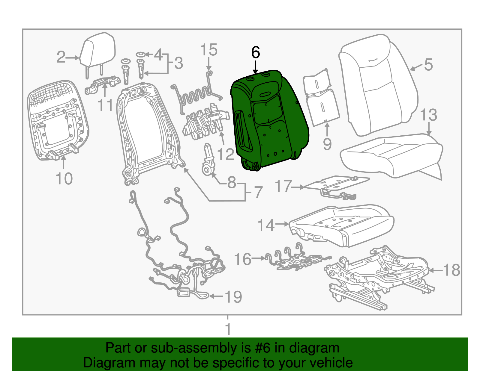 Passenger Side Front Seat Back Pad - GM (84085981)