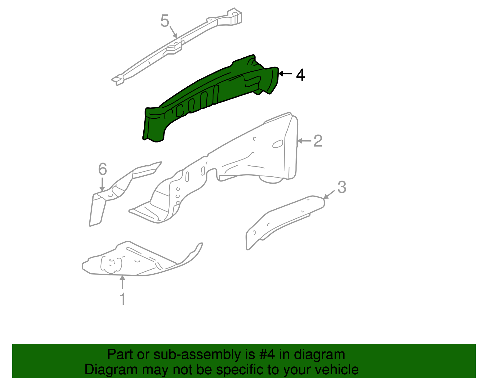Driver Side Front Engine Compartment Upper Rail - GM (12478029)